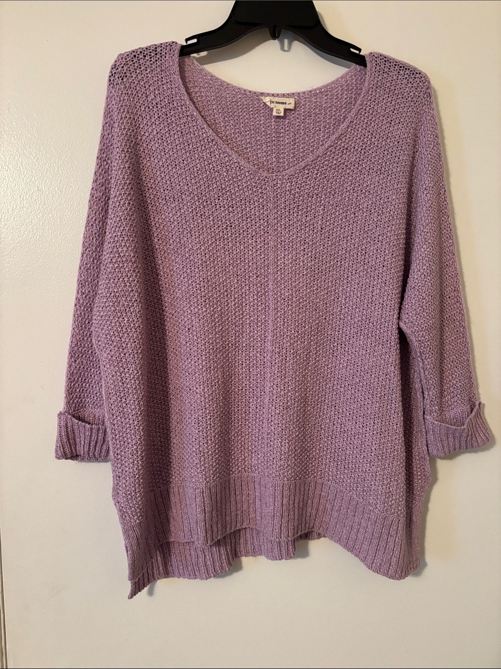 eesome Lavender V-Neck Knit Sweater
